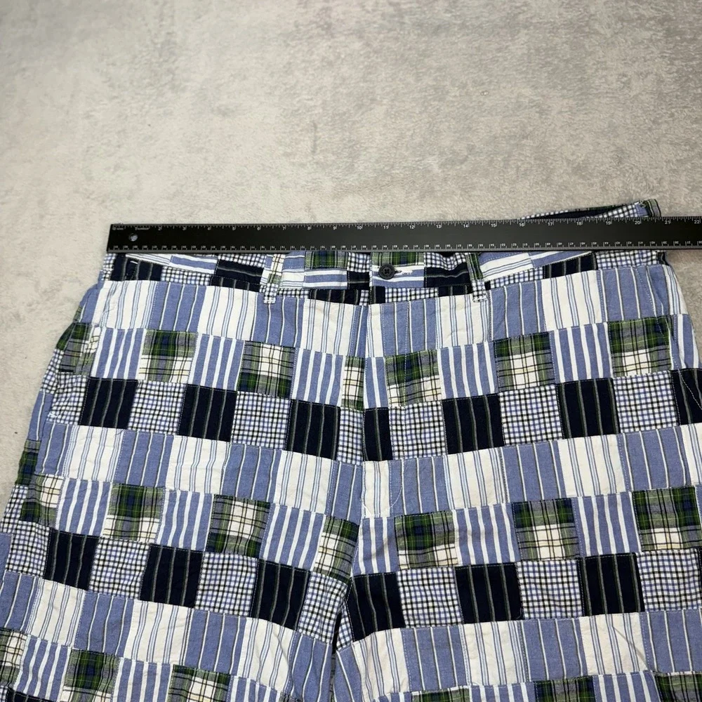 Tommy Hilfiger Shorts Mens 42 Blue Green Patchwork Madras Plaid Preppy Summer - Picture 3 of 11